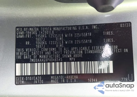 2023 Toyota Corolla Cross Xle z USA, uszkodzony, nr VIN 7MUDAAAGXPV046545